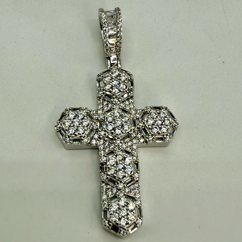 Sterling Silver CZ Cross Pendant – 3” Statement Design - Picture 16 of 17